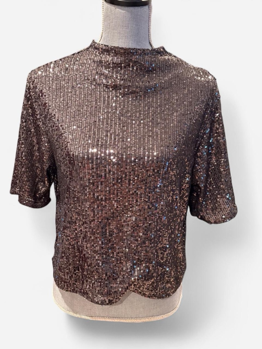 H&M Grey Sequin Blouse, NWT, Size M